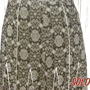 Ann Taylor LOFT Size 4 Brown & White A-Line Skirt